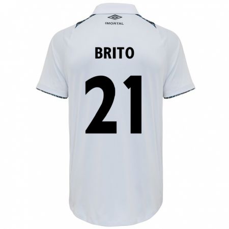 Kandiny Niño Camiseta Brito #21 Blanco Azul 2ª Equipación 2024/25 La Camisa Chile