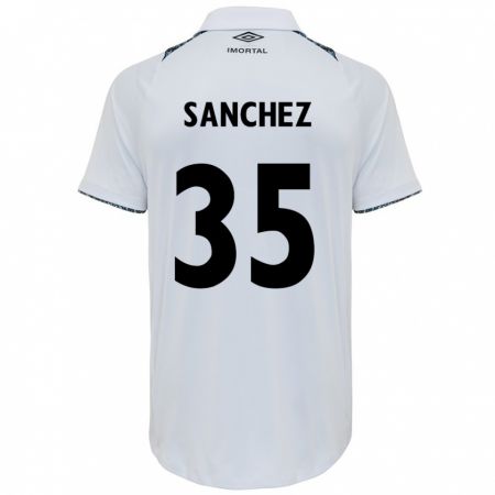 Kandiny Niño Camiseta Lari Sanchez #35 Blanco Azul 2ª Equipación 2024/25 La Camisa Chile