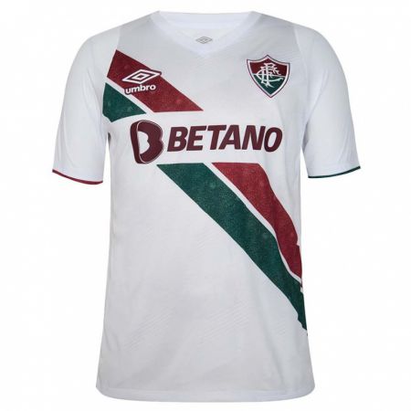 Kandiny Niño Camiseta Natan Silva #0 Blanco Verde Granate 2ª Equipación 2024/25 La Camisa Chile