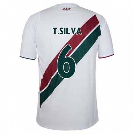 Kandiny Niño Camiseta Thiago Silva #6 Blanco Verde Granate 2ª Equipación 2024/25 La Camisa Chile