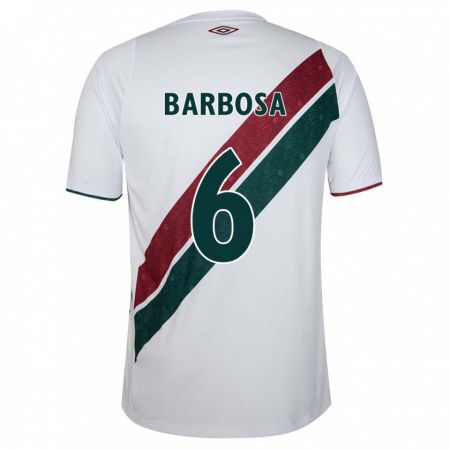 Kandiny Niño Camiseta Diogo Barbosa #6 Blanco Verde Granate 2ª Equipación 2024/25 La Camisa Chile