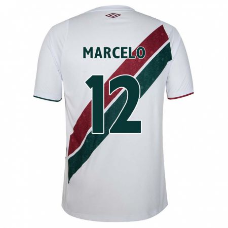 Kandiny Niño Camiseta Marcelo #12 Blanco Verde Granate 2ª Equipación 2024/25 La Camisa Chile