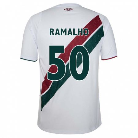 Kandiny Niño Camiseta Gustavo Ramalho #50 Blanco Verde Granate 2ª Equipación 2024/25 La Camisa Chile