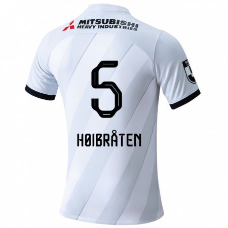 Kandiny Niño Camiseta Marius Høibråten #5 Gris Blanco 2ª Equipación 2024/25 La Camisa Chile