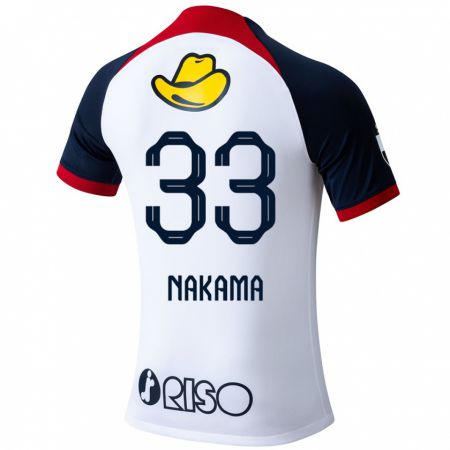 Kandiny Niño Camiseta Hayato Nakama #33 Blanco Azul Rojo 2ª Equipación 2024/25 La Camisa Chile