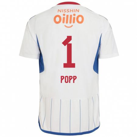 Kandiny Niño Camiseta William Popp #1 Blanco Azul Rojo 2ª Equipación 2024/25 La Camisa Chile