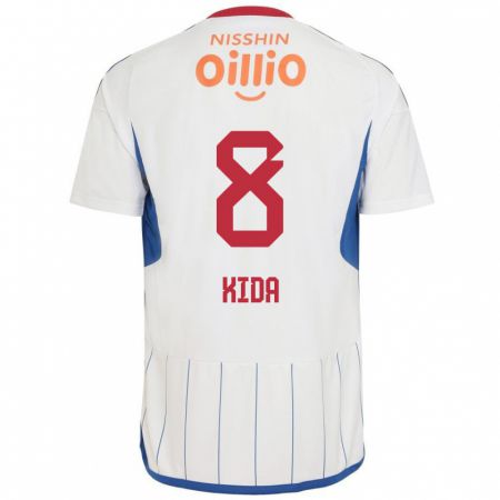 Kandiny Niño Camiseta Takuya Kida #8 Blanco Azul Rojo 2ª Equipación 2024/25 La Camisa Chile