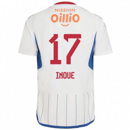 Kandiny Niño Camiseta Kenta Inoue #17 Blanco Azul Rojo 2ª Equipación 2024/25 La Camisa Chile