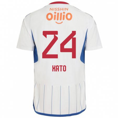 Kandiny Niño Camiseta Hijiri Kato #24 Blanco Azul Rojo 2ª Equipación 2024/25 La Camisa Chile