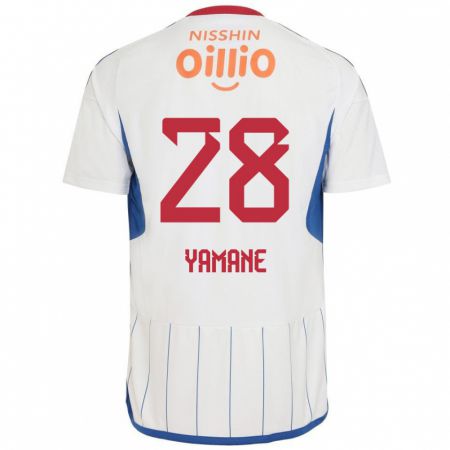 Kandiny Niño Camiseta Riku Yamane #28 Blanco Azul Rojo 2ª Equipación 2024/25 La Camisa Chile