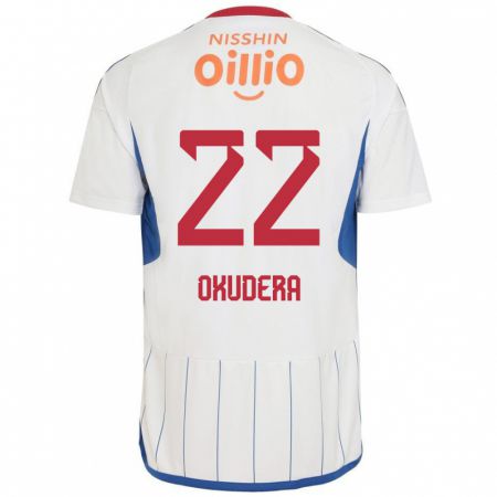 Kandiny Niño Camiseta Minato Okudera #22 Blanco Azul Rojo 2ª Equipación 2024/25 La Camisa Chile