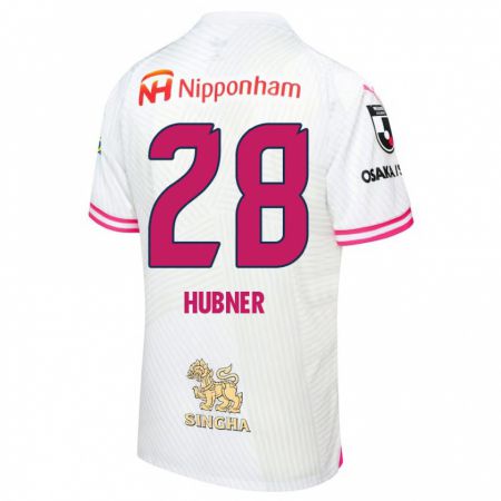 Kandiny Niño Camiseta Justin Hubner #28 Blanco Rosa 2ª Equipación 2024/25 La Camisa Chile