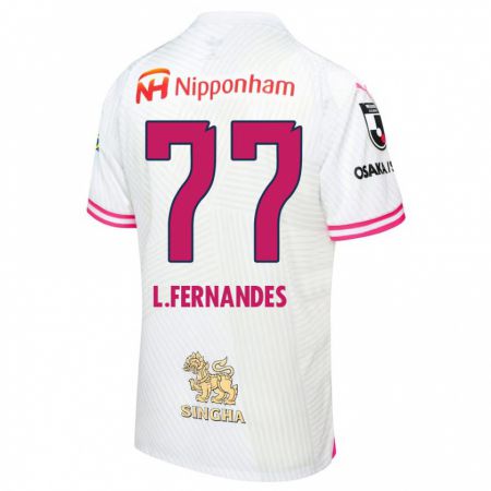 Kandiny Niño Camiseta Lucas Fernandes #77 Blanco Rosa 2ª Equipación 2024/25 La Camisa Chile