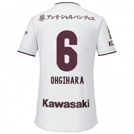 Kandiny Niño Camiseta Takahiro Ogihara #6 Blanco Rojo 2ª Equipación 2024/25 La Camisa Chile