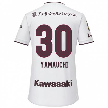 Kandiny Niño Camiseta Kakeru Yamauchi #30 Blanco Rojo 2ª Equipación 2024/25 La Camisa Chile