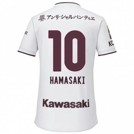 Kandiny Niño Camiseta Kento Hamasaki #10 Blanco Rojo 2ª Equipación 2024/25 La Camisa Chile