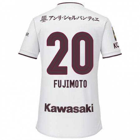 Kandiny Niño Camiseta Riku Fujimoto #20 Blanco Rojo 2ª Equipación 2024/25 La Camisa Chile