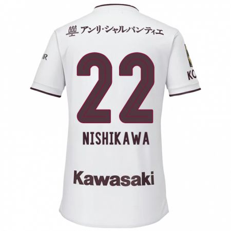 Kandiny Niño Camiseta Aiku Nishikawa #22 Blanco Rojo 2ª Equipación 2024/25 La Camisa Chile