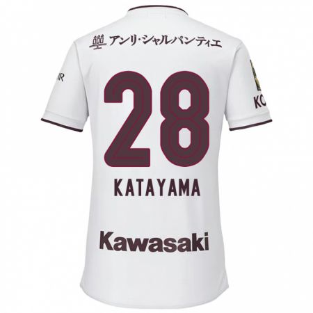 Kandiny Niño Camiseta Kota Katayama #28 Blanco Rojo 2ª Equipación 2024/25 La Camisa Chile