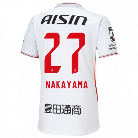 Kandiny Niño Camiseta Katsuhiro Nakayama #27 Blanco Amarillo Rojo 2ª Equipación 2024/25 La Camisa Chile