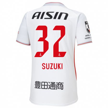 Kandiny Niño Camiseta Haruto Suzuki #32 Blanco Amarillo Rojo 2ª Equipación 2024/25 La Camisa Chile