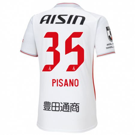 Kandiny Niño Camiseta Alexandre Pisano #35 Blanco Amarillo Rojo 2ª Equipación 2024/25 La Camisa Chile