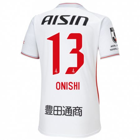 Kandiny Niño Camiseta Ritsu Onishi #13 Blanco Amarillo Rojo 2ª Equipación 2024/25 La Camisa Chile