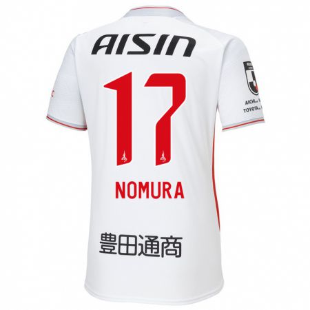 Kandiny Niño Camiseta Yuto Nomura #17 Blanco Amarillo Rojo 2ª Equipación 2024/25 La Camisa Chile