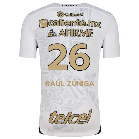 Kandiny Niño Camiseta José Raúl Zúñiga #26 Blanco Negro 2ª Equipación 2024/25 La Camisa Chile