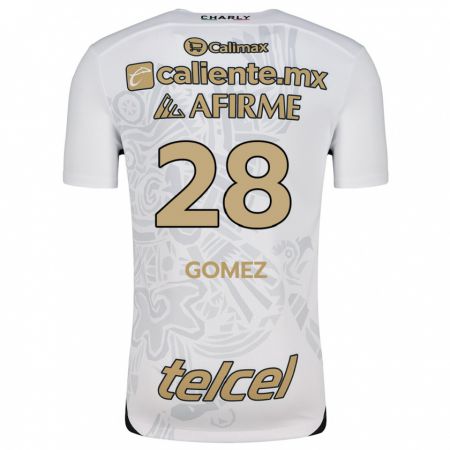 Kandiny Niño Camiseta Alejandro Gómez #28 Blanco Negro 2ª Equipación 2024/25 La Camisa Chile