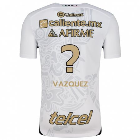 Kandiny Niño Camiseta Aldair Vázquez #0 Blanco Negro 2ª Equipación 2024/25 La Camisa Chile