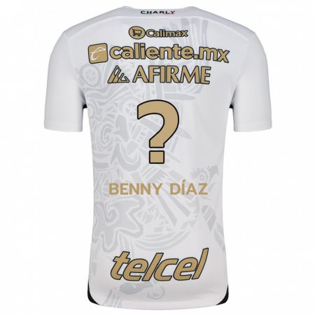 Kandiny Niño Camiseta Benny Díaz #0 Blanco Negro 2ª Equipación 2024/25 La Camisa Chile