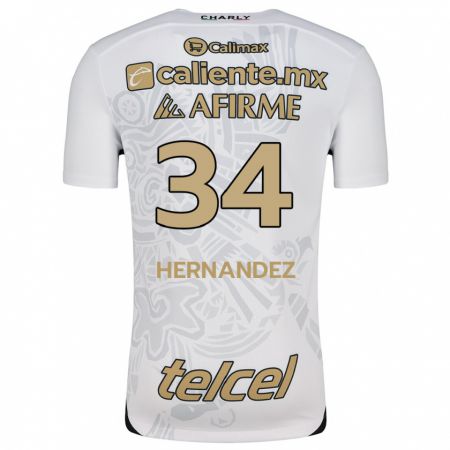 Kandiny Niño Camiseta Kimberly Hernández #34 Blanco Negro 2ª Equipación 2024/25 La Camisa Chile