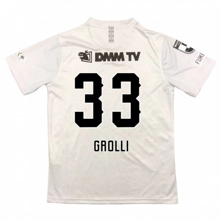 Kandiny Niño Camiseta Douglas Grolli #33 Gris Negro 2ª Equipación 2024/25 La Camisa Chile