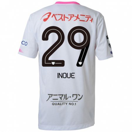 Kandiny Niño Camiseta Taisei Inoue #29 Blanco Azul Rosa 2ª Equipación 2024/25 La Camisa Chile