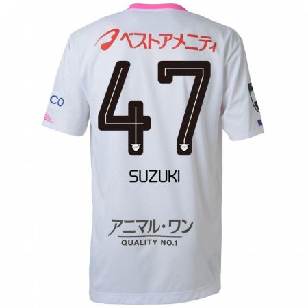 Kandiny Niño Camiseta Daichi Suzuki #47 Blanco Azul Rosa 2ª Equipación 2024/25 La Camisa Chile