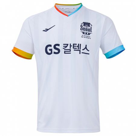 Kandiny Niño Camiseta Ji-Hoon Min #27 Blanco Azul 2ª Equipación 2024/25 La Camisa Chile