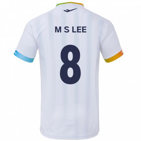 Kandiny Niño Camiseta Seung-Mo Lee #8 Blanco Azul 2ª Equipación 2024/25 La Camisa Chile