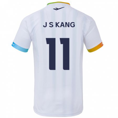 Kandiny Niño Camiseta Seong-Jin Kang #11 Blanco Azul 2ª Equipación 2024/25 La Camisa Chile