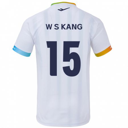 Kandiny Niño Camiseta Sang-Woo Kang #15 Blanco Azul 2ª Equipación 2024/25 La Camisa Chile