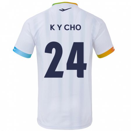 Kandiny Niño Camiseta Young-Kwang Cho #24 Blanco Azul 2ª Equipación 2024/25 La Camisa Chile