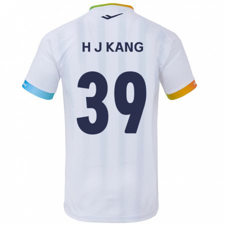 Kandiny Niño Camiseta Ju-Hyeok Kang #39 Blanco Azul 2ª Equipación 2024/25 La Camisa Chile