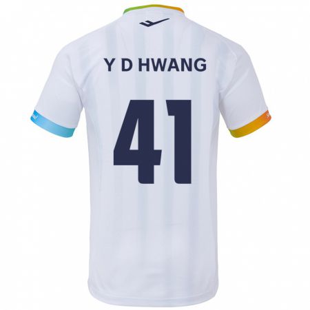 Kandiny Niño Camiseta Do-Yoon Hwang #41 Blanco Azul 2ª Equipación 2024/25 La Camisa Chile