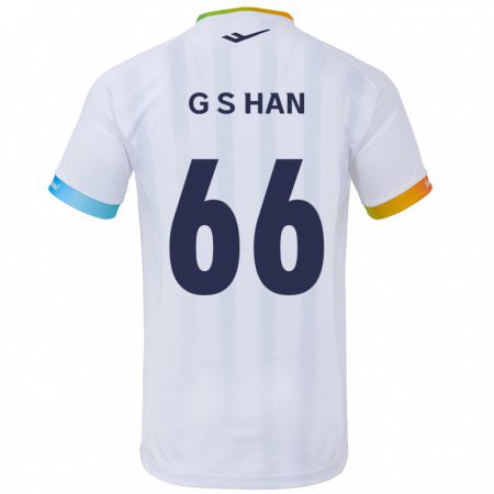 Kandiny Niño Camiseta Seung-Gyu Han #66 Blanco Azul 2ª Equipación 2024/25 La Camisa Chile