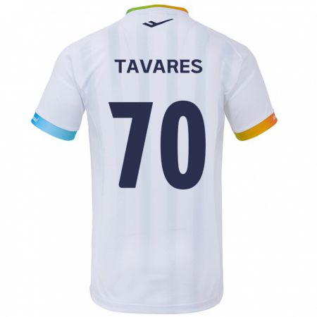 Kandiny Niño Camiseta Ronaldo Tavares #70 Blanco Azul 2ª Equipación 2024/25 La Camisa Chile