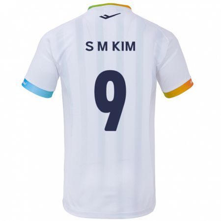 Kandiny Niño Camiseta Min-Sung Kim #9 Blanco Azul 2ª Equipación 2024/25 La Camisa Chile