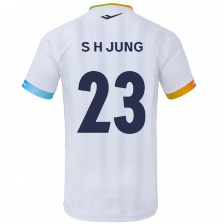 Kandiny Niño Camiseta Hyeon-Soo Jung #23 Blanco Azul 2ª Equipación 2024/25 La Camisa Chile