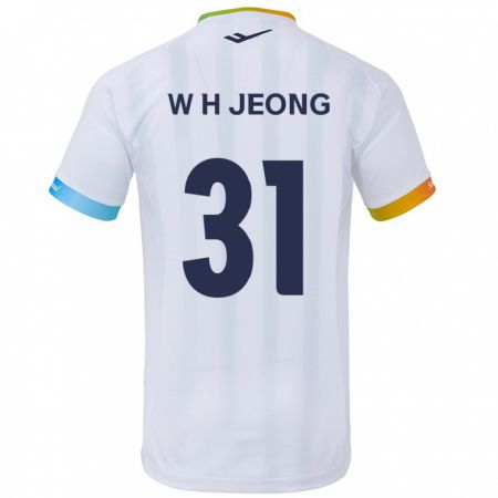 Kandiny Niño Camiseta Hyun-Woong Jeong #31 Blanco Azul 2ª Equipación 2024/25 La Camisa Chile