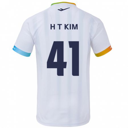 Kandiny Niño Camiseta Tae-Ho Kim #41 Blanco Azul 2ª Equipación 2024/25 La Camisa Chile