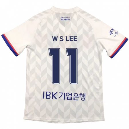 Kandiny Niño Camiseta Seung-Woo Lee #11 Blanco Azul 2ª Equipación 2024/25 La Camisa Chile